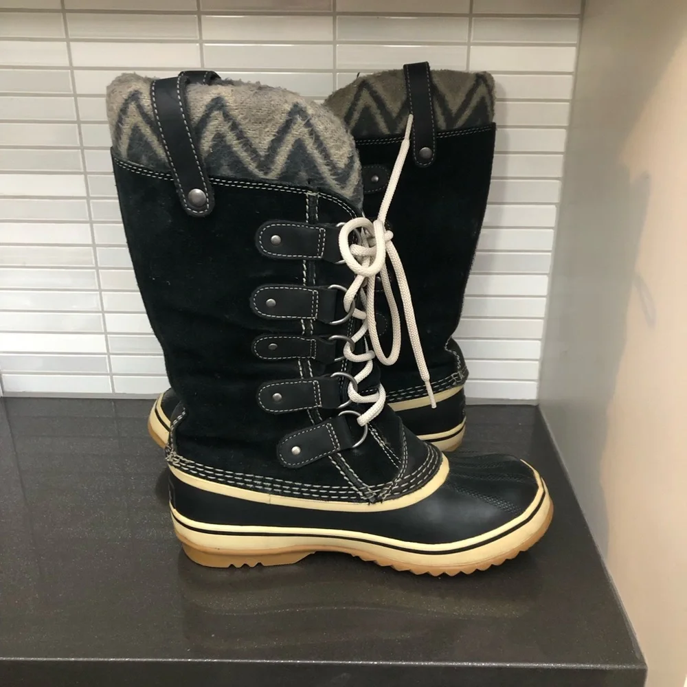 Sorel Women's Joan of Arctic Knit II black suede Waterproof Winter Boots: Size 7 - Picture 6 of 11
